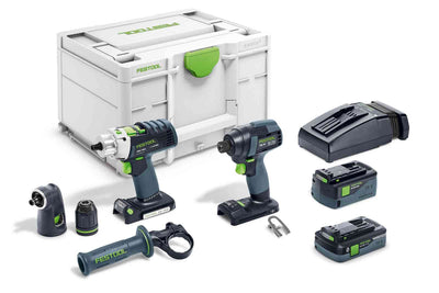 Tool set Festool TID18 5.2/4.0 I-Set PDC18 18 V 2x5.2/4.0 Ah accu.