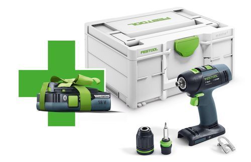 Drill driver Festool T 18+3-Basic-4.0 18 V (without battery and charger) + 4.0 Ah battery for free!