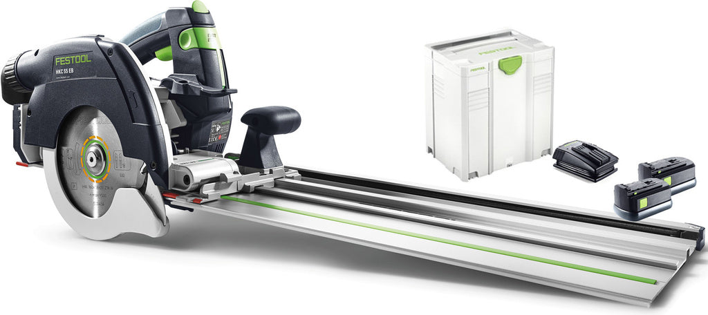 Cordless circular saw Festool HKC 55 Li 5.2 EB-Set-FS 18 V 2x5.2 Ah accu. + Guide rail Festool FS 1400/2
