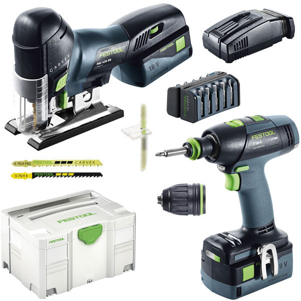 Tool set Festool T 18+3/PSC 420 Li 5.2-Set (T 18+3 + PSC 420 EB) 18 V 2x5.2 Ah accu.