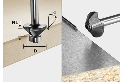 Chamfer router bit Festool S8 HW 15° D18-KL OFK with bearing