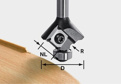 Rounding over router bit Festool HW S8 HW R2 D28 KL12.7OFK with bearing
