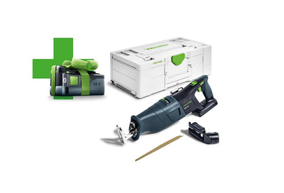 Cordless Reciprocating Saw Festool RSC 18 EB-Basic 18 V (without battery and charger) + 5.0 Ah battery for free!