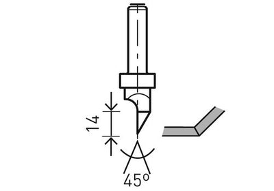 Router bit for drywall Festool HW S8 D12.5/45°