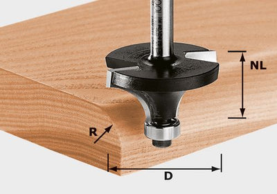 Chamfer ogee cutter with ball bearing guide for ovolo edge cutter Festool 9.5/16.5/56 mm