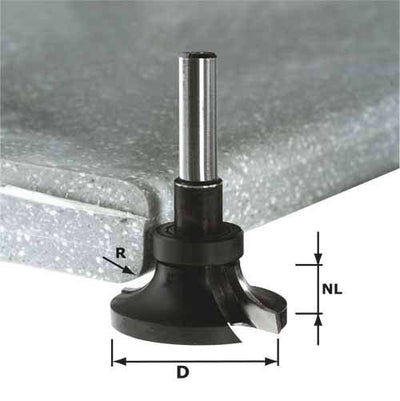 Lower cutting rounding router bit Festool 12.7/6.35/80 mm with bearing