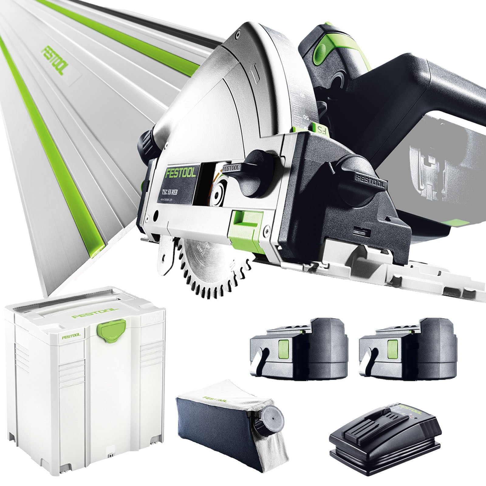 Cordless circular saw Festool TSC 55 REB-Plus-FS Li 18/36 V 2x5.2 Ah accu.