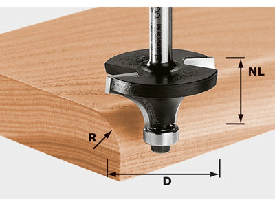 Frez do fazowania typu ogee z łożyskiem kulkowym do obcinaka do krawędzi ovolo Festool 9,5/16,5/56 mm